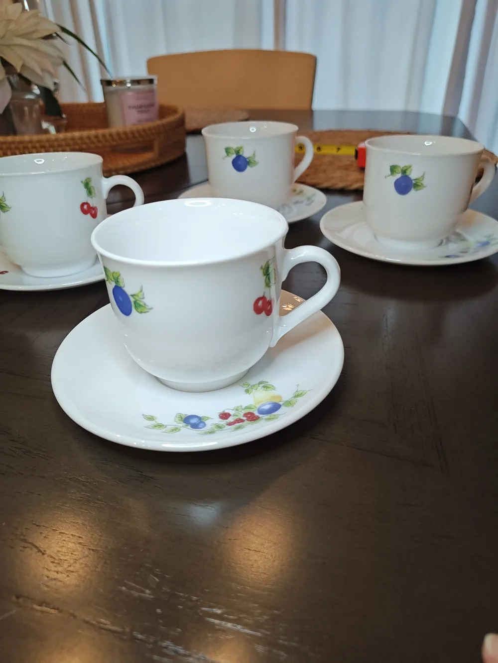 Vintage Martha Stewart Everyday Fruit Cup & Saucer Set Of 4 - Made in France